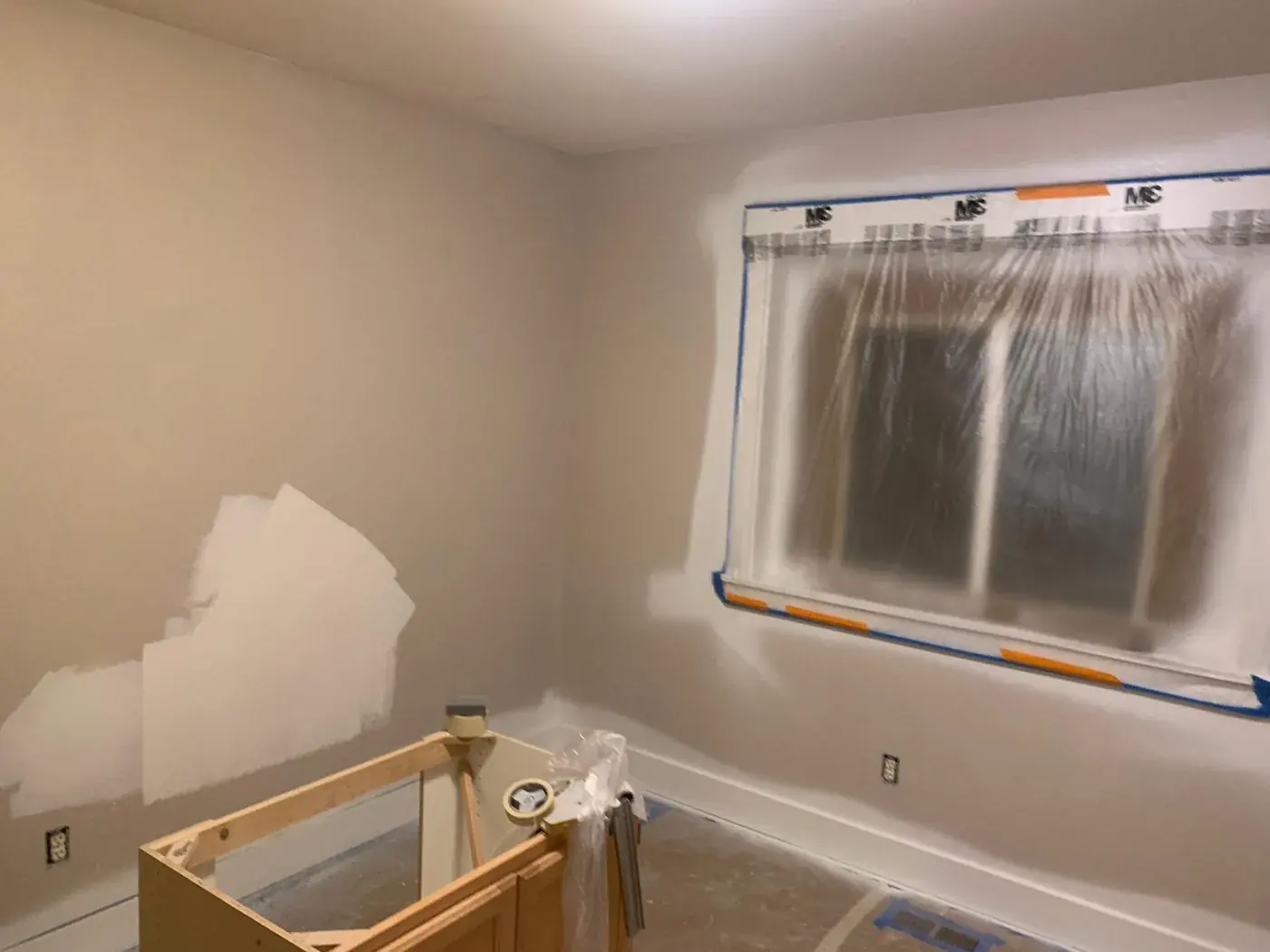 Wall stripped back and skim coated after the wallpaper came off