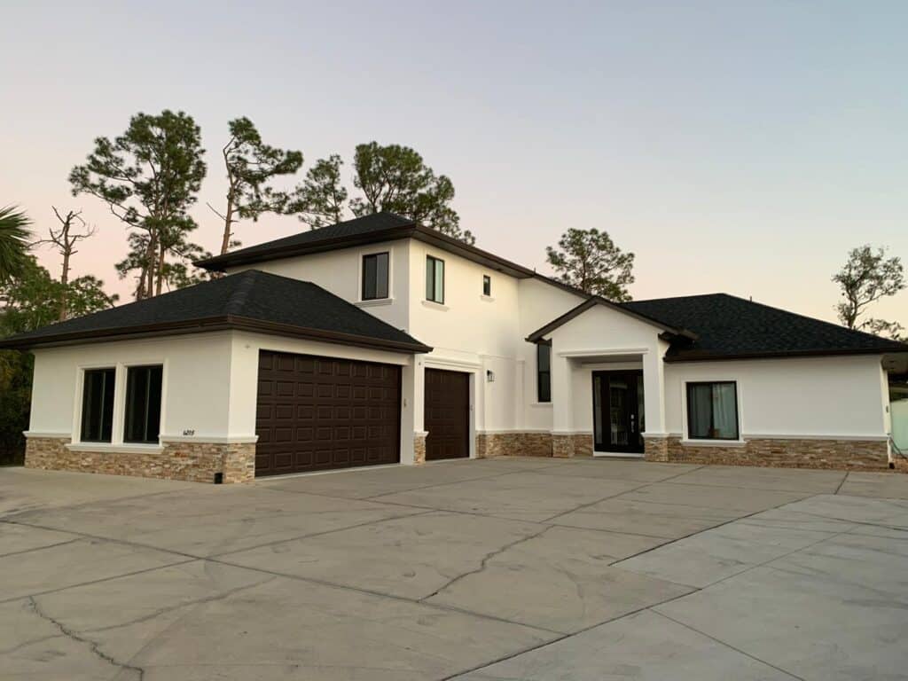 Modern residential exterior painting completed on a single-family home in Florida