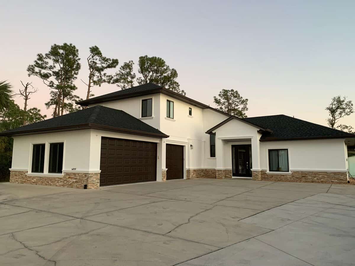 Modern residential exterior painting completed on a single-family home in Florida